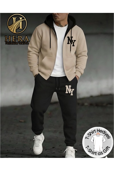 Risil-Nu Company Double Color Hooded New York Printed Full Winter Inside Comp...