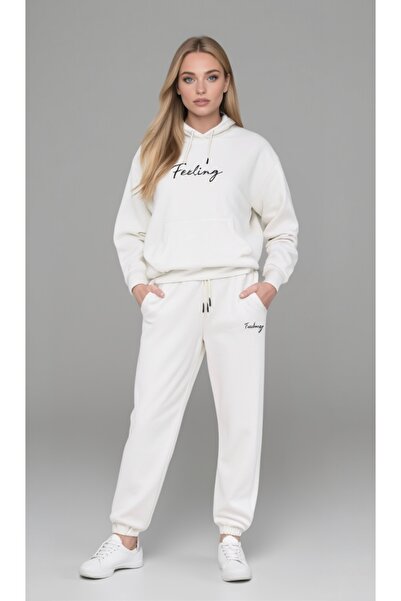 StyleweaR 3 Thread Cotton Back-Printed Hooded Hoodie Sweat Pantalon Set