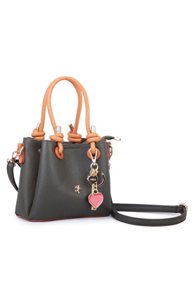 DEV 3 ADAM Nasbag Haki Taba Women's Charmlı Mini Handbag and Crossbody Bag