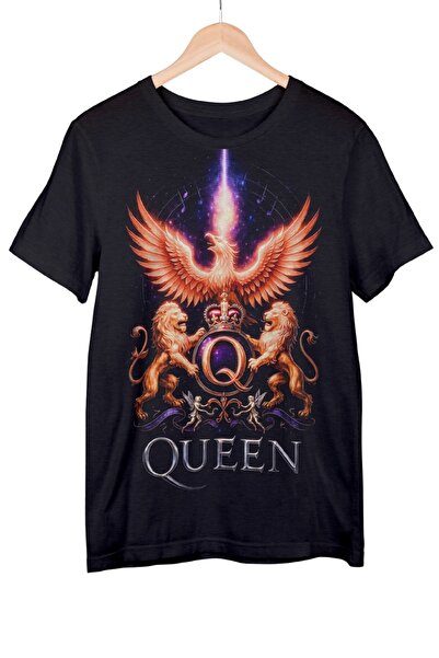 Texclusive تي شيرت كوين روك ميتال جروب تي شيرت أسود للجنسين