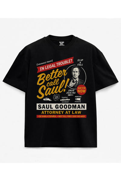 kun inaki Better Call Saul Goodman Breaking Bad Baskılı Siyah Unisex Tişört