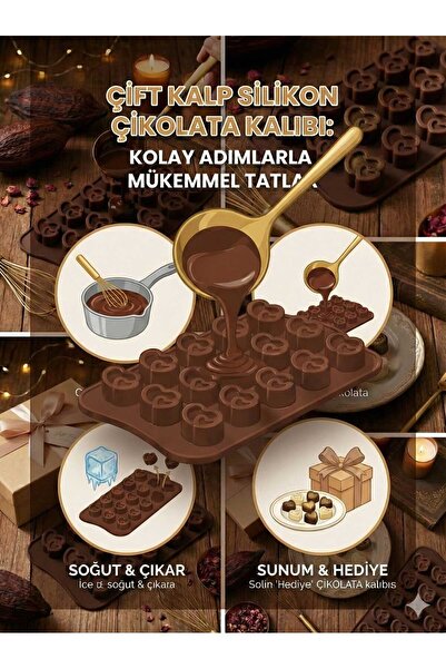 LOVYCO 15-Cavity Silicone Heart Mold - Flexible Casting Mold for Chocolate, C...