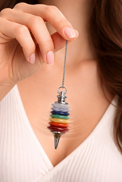best bioenerji taş terapi Natural Stone 7 Chakra Pendant (Pendulum)