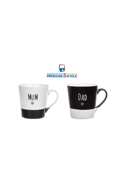 NO BRAND Set of 2 Ceramic Mugs Mom and Dad, 220 ml