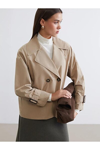 LC Waikiki Trench de damă supradimensionat, maro, cu guler dublu (S6)