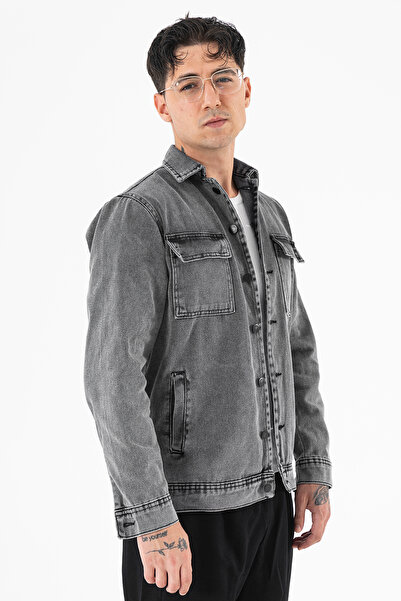 Souris Men's Smoked Denim Jacket Relax Fit Comfortable Fit