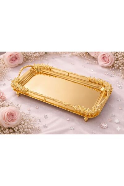 Turkco Special Luxury Promise and Engagement Tray with Handles and Feet - Dow...
