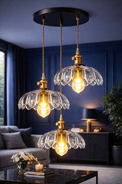 Luna Lighting Petra Model Şeffaf Cam Klasik Oturma Odası Salon Mutfak Antre S...