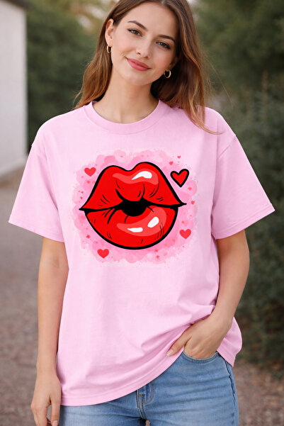 Infire clothing 100% Cotton Kiss Printed Oversize T-Shirt