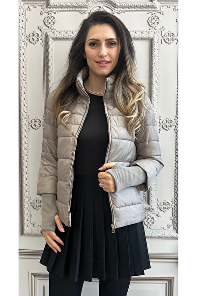 OnlyForYou Women's quilted jacket with knit sleeves