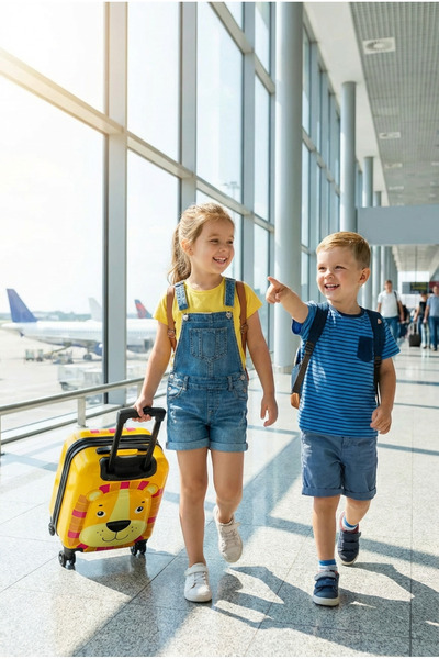 Wexta Çocuk Valiz - Aslan Baskılı Turuncu Çocuk Valiz