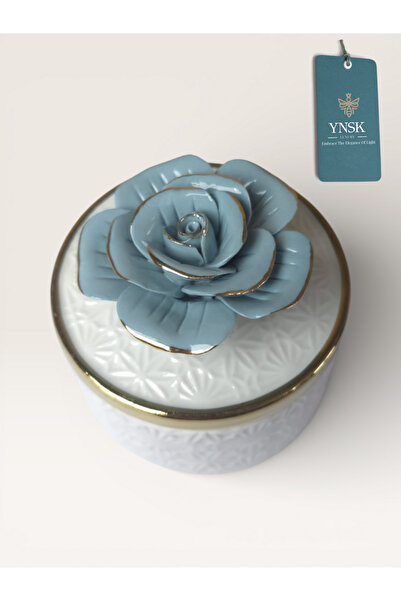 YNSK Luxury | Flowers | Kapaklı Çiçekli Dekoratif Porselen Saklama Kutusu / T...