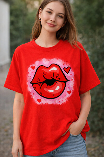 Infire clothing 100% Cotton Kiss Printed Oversize T-Shirt
