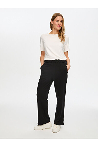 Faik Sönmez Fileto Cep Detaylı Mini Yırtmaçlı Pamuklu Eşofman Alt S26ESA003