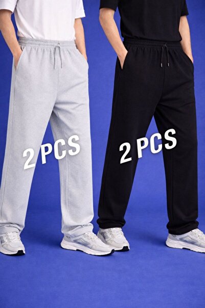 SULVERY Men's Black Gray Seasonal 2-Piece Loose-Leg Baggy Model Comfortable F...