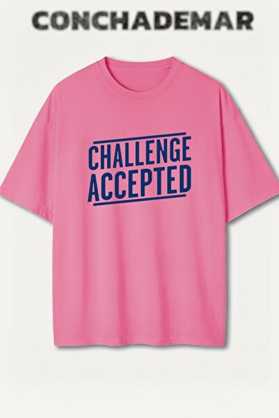Vordevia Challenge Accepted Barney Printed Premium Oversize Cotton T-Shirt