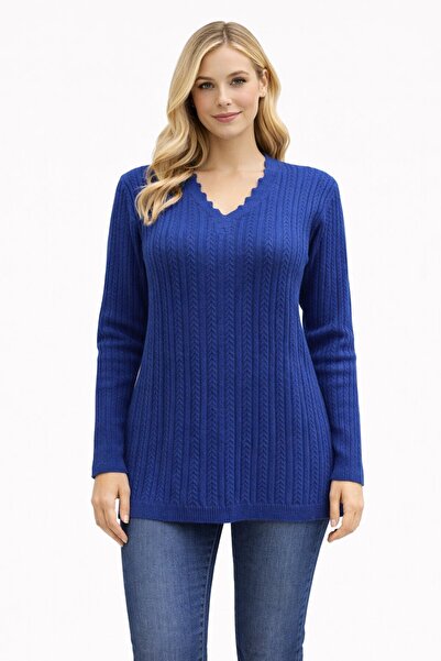 Fresh&Moda Women's V-Neck Knitwear Flexible Mother's Seasonal Sweater