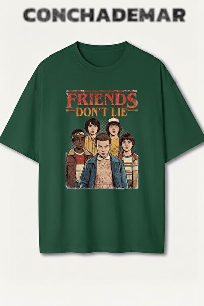 Vordevia Stranger Things Friends Dont Lie Printed Premium Oversize Cotton T-S...