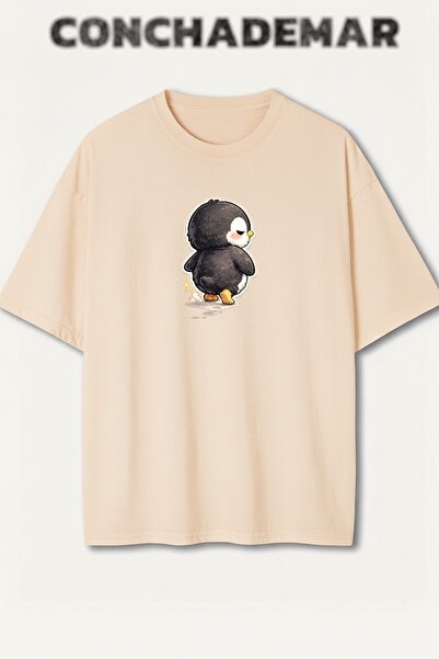 Vordevia Penguin Printed Premium Oversize Cotton T-Shirt