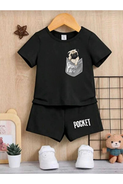 DOCE ELEGANTE Летен детски комплект с принт на куче в джобче