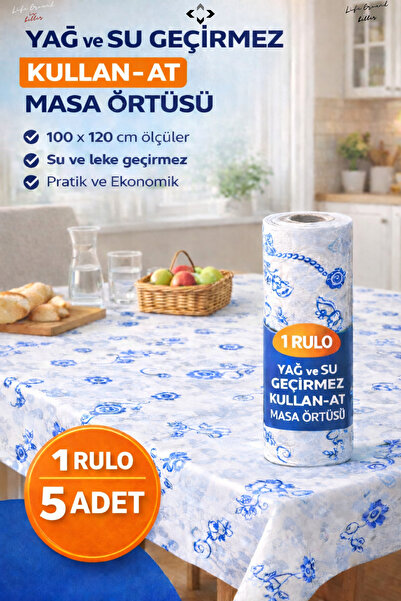 LİGROUND 1 Roll Disposable Tablecloth 5 Pieces 6 Meters Oil and Water Resista...