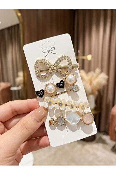 GLANZEND Set cu catarame cu cleme cu flori din metal auriu din 4 piese pentru...