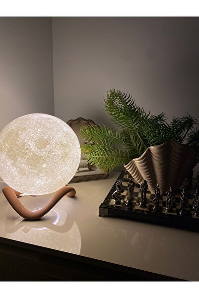EGTECH Dolunay Ay 3D Isikli Standli Elektrikli Dekoratif Gece Lambasi Hediyel...