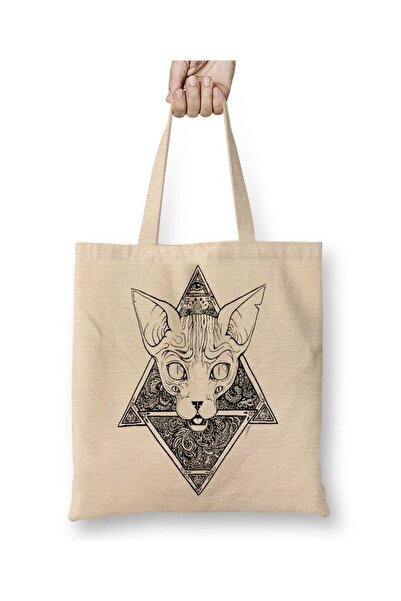 Toyaso Αιγυπτιακή Μυθολογία Αρχαία Αιγυπτιακή Γάτα Λευκή υφασμάτινη τσάντα με...