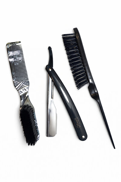 OEM Set profesional frizerie Barber – brici, perie, pieptăn și perie de styling