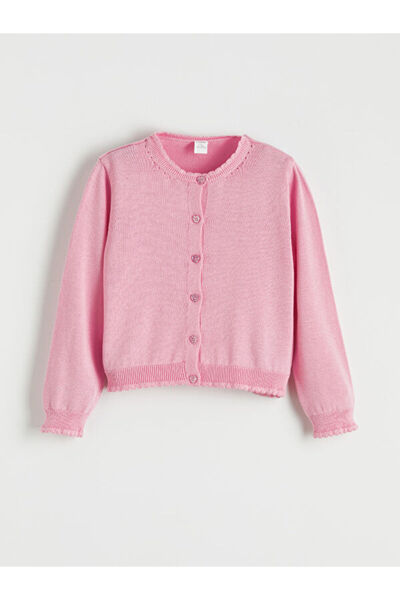 LC Waikiki Rmz Gi̇yi̇m Farkiyla Oval Collar Girls' Knitwear Cardigan