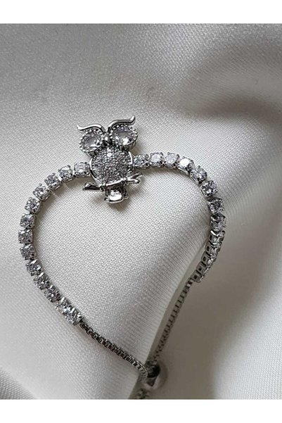 ZÜLİSCH Owl Bracelet Steel Silver Color Elevator Model with Zircon Stone