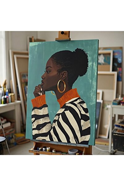 Nurşahın Resimleri El Yapımı Retro Kadın Kanvas Tablo