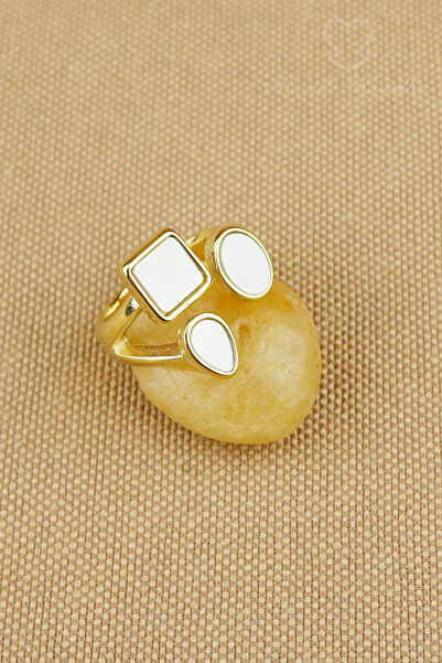 Keyifli Hayaller خاتم فولاذي - خاتم ذهبي هندسي قابل للتعديل من الفولاذ الأبيض...