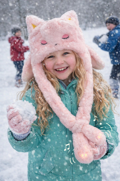 Prahar Plush Girl's Beanie with Sound and Moving Headphones