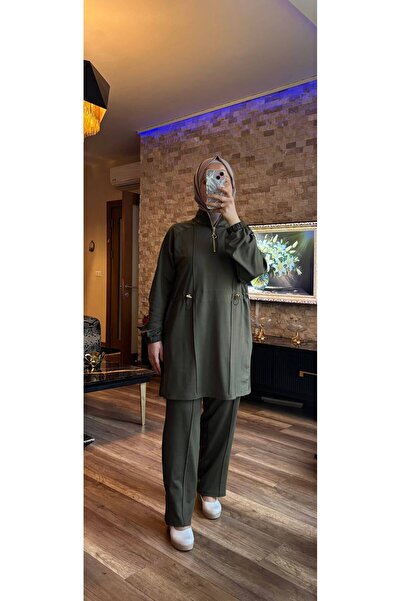 Wovi Women's Diving Fabric Half-Zipper Tracksuit Set