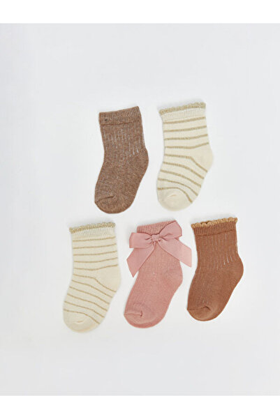 LC Waikiki RMZ GİYİM FARKIYA جوارب مخططة للفتيات الصغيرات، عبوة من 5 قطع