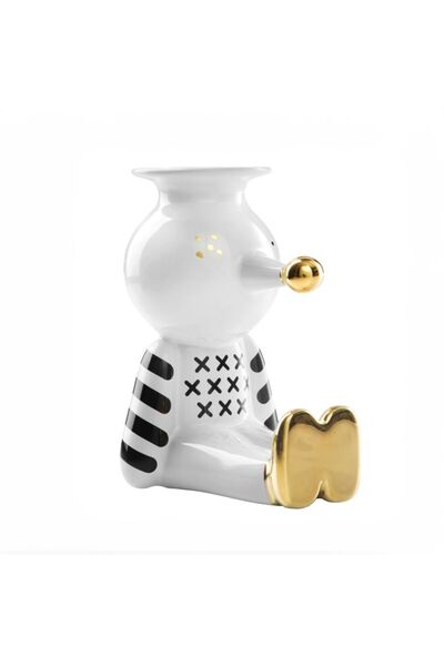 Lui Tasarım Decorative Gold Detailed Pinocchio Model Ceramic Vase 25 cm