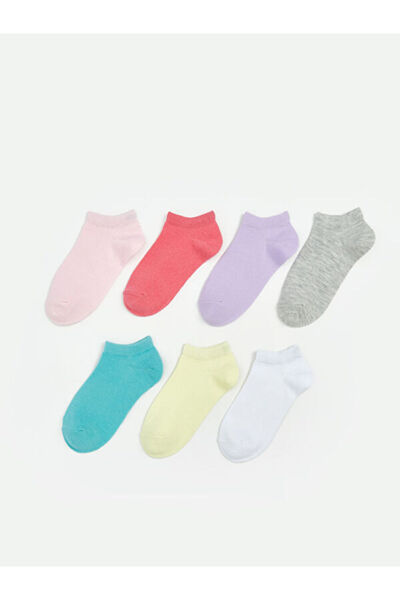LC Waikiki Rmz Gi̇yi̇m Farkiyla Classic Girls' Booties Socks 7-Pack