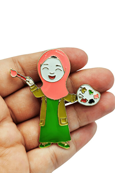 BB BİBUTİKSHOP Ressam Kız Figürlü Sanat Temalı Broş – Çanta Ceket Yaka Aksesuarı