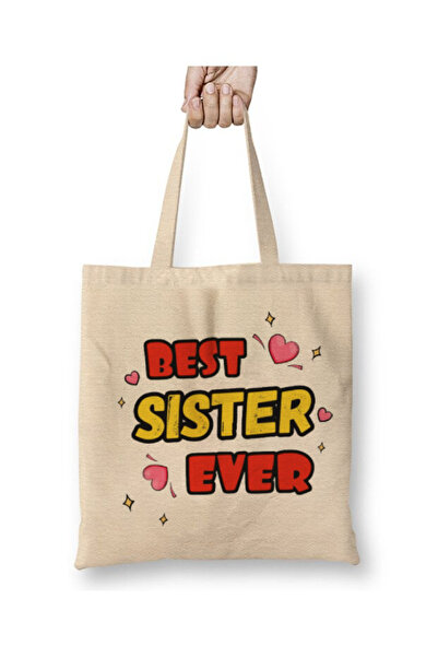 Toyaso Best Sister Ever Girl Sister Big Sister Gift White Cloth Bag Long Hand...