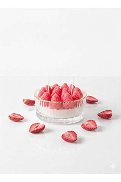 DİĞER1111 El Yapımı Pudra Kokulu Soya Wax Çilek Mum