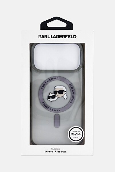Karl Lagerfeld جراب MagSafe IML لهاتف iPhone 17 Pro Max مع رأس شوبيت، رمادي شفاف