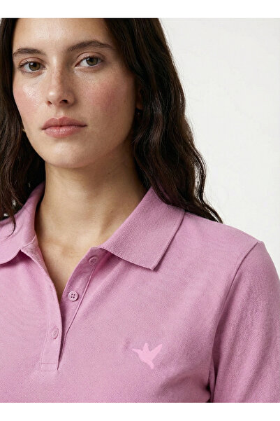 Fabrika Düz Pembe Kadın Polo T-Shirt