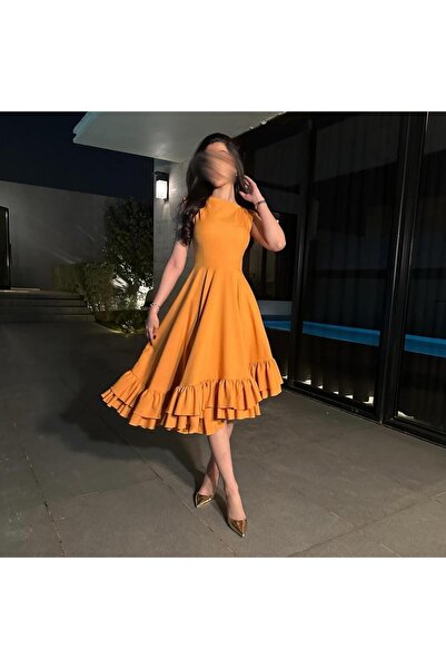 hind fashion Soft turmeric off-shoulder dress