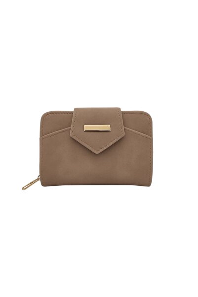 stravis Beige cardholder wallet with zippered coin compartment