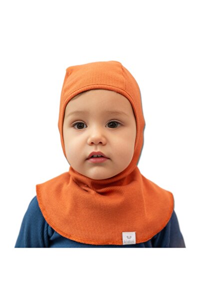 Kidizi Adjustable baby balaclava made of certified cotton, orange 0-4 months