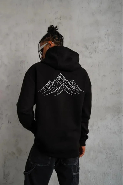 JANES Men's Nihilist Penguin Custom Design Oversize Hooded Sweatshirt - Black