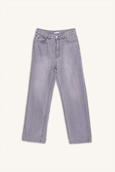 DeFacto 90S Wide Leg High Waist Straight Leg Long Jean Washed Trousers F5179A...