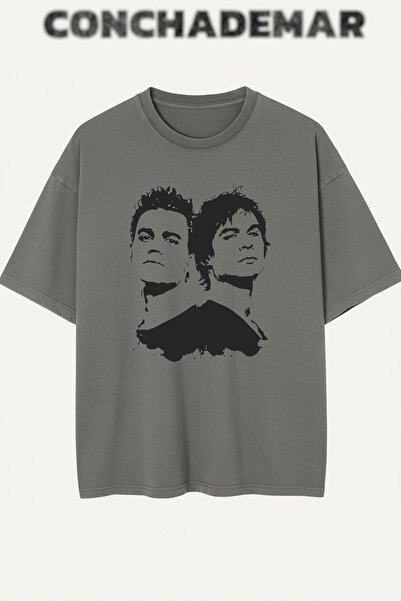 Vordevia Tricou din bumbac premium supradimensionat cu imprimeu The Vampire D...