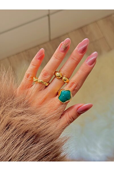 YOUES JEWELRY طقم خواتم نسائية من الفولاذ مكون من 3 قطع